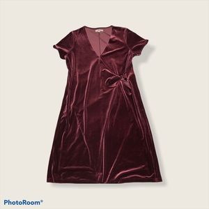 Madewell Velvet Burgundy Tie Side Dress Sz Medium